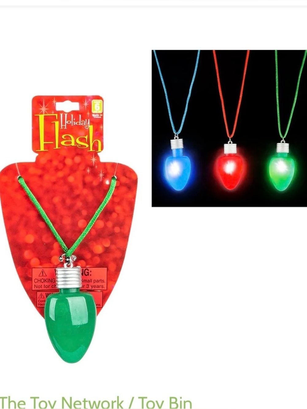 New Set 25 Light Up Christmas Tree Bulb Necklaces & 6 Pop Fidget Keychains
